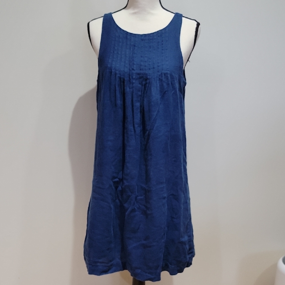 Vineyard Vines Navy Linen Pintuck Swing Dress Size